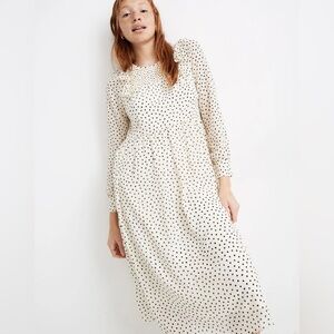 Madewell Black and White Polka Dot Long Sleeve Dress